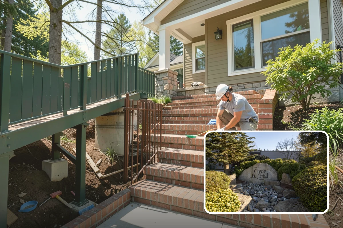Front Steps Construction in Clyde Hill, King County, WA - Safe, code-compliant rise and run for daily use