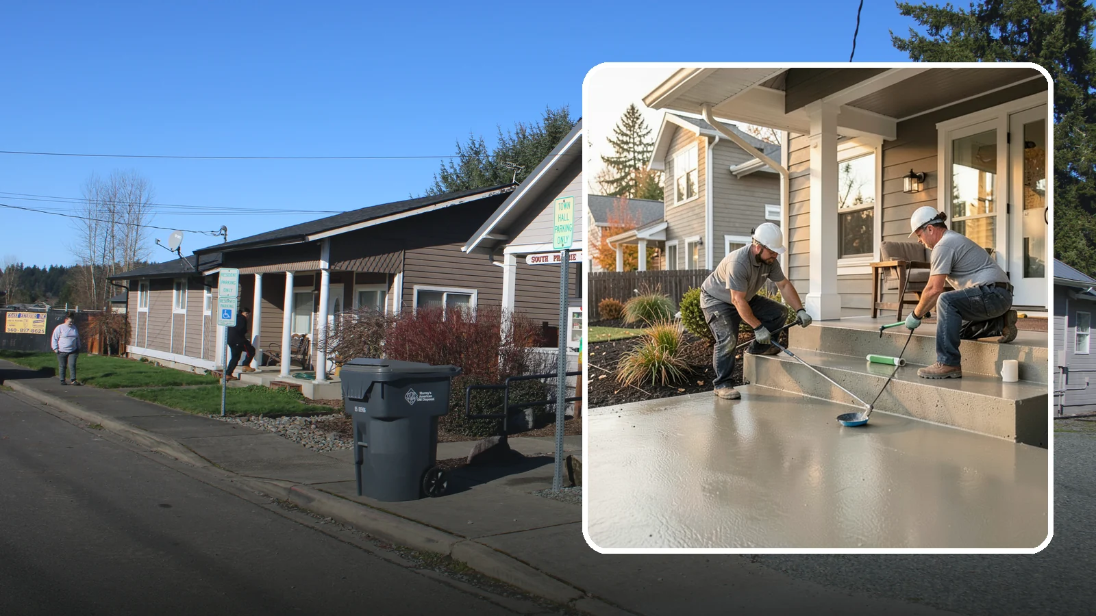 Front Steps Construction in South Prairie, Pierce County, WA - Building safe, welcoming front entry steps engineered for solid footing in the Northwest's wet weather.