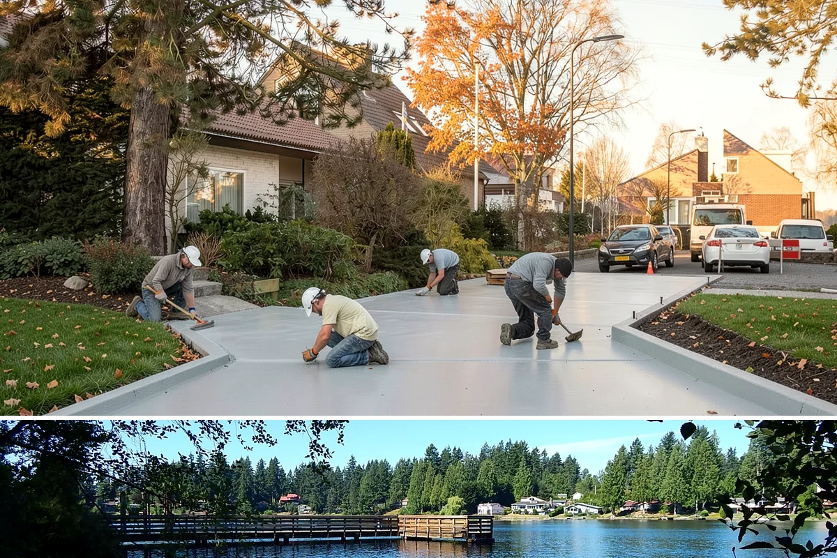 Gabion Retaining Wall in Federal Way, King County, WA - Gabion walls tolerate damp conditions well, but base preparation is easiest in the drier months for solid compaction.