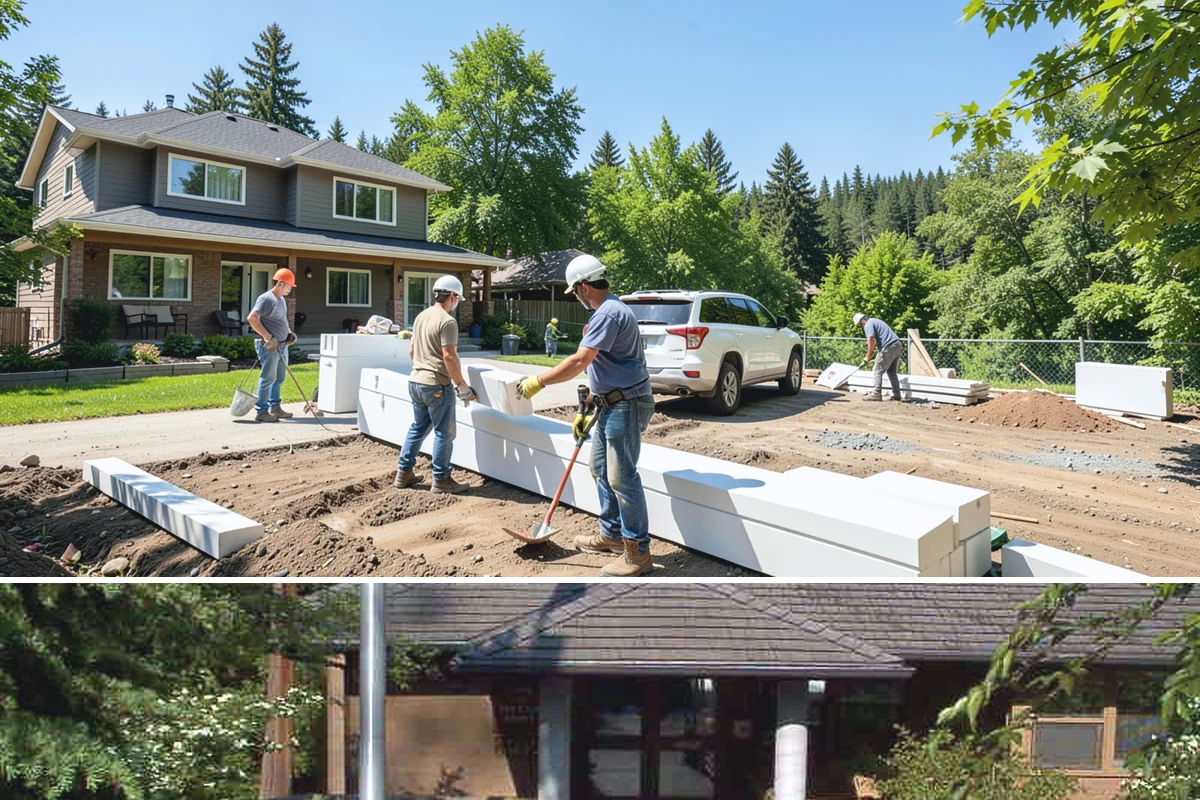 Gabion Retaining Wall in Yarrow Point, King County, WA - Gabion walls tolerate damp conditions well, but base preparation is easiest in the drier months for solid compaction.