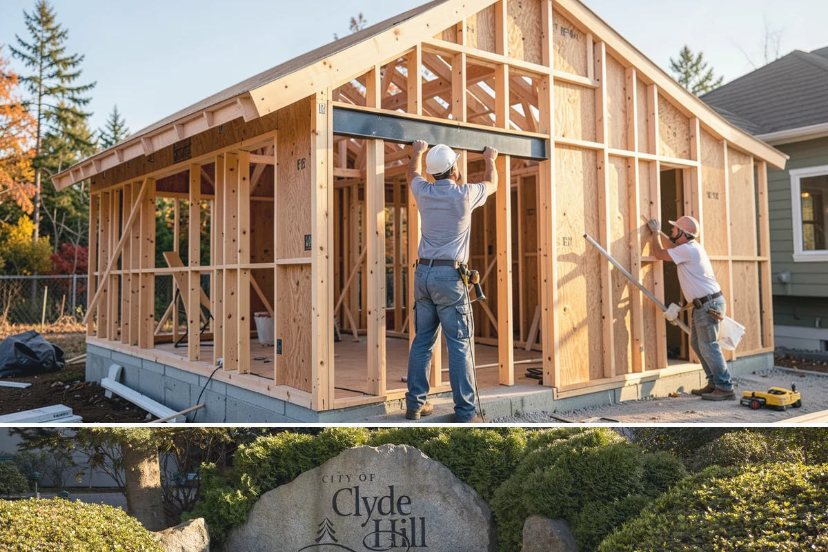 Garage ADU Conversion in Clyde Hill, King County, WA - Garage conversions are largely interior work and can begin any season, making the rainy months a convenient time to start.