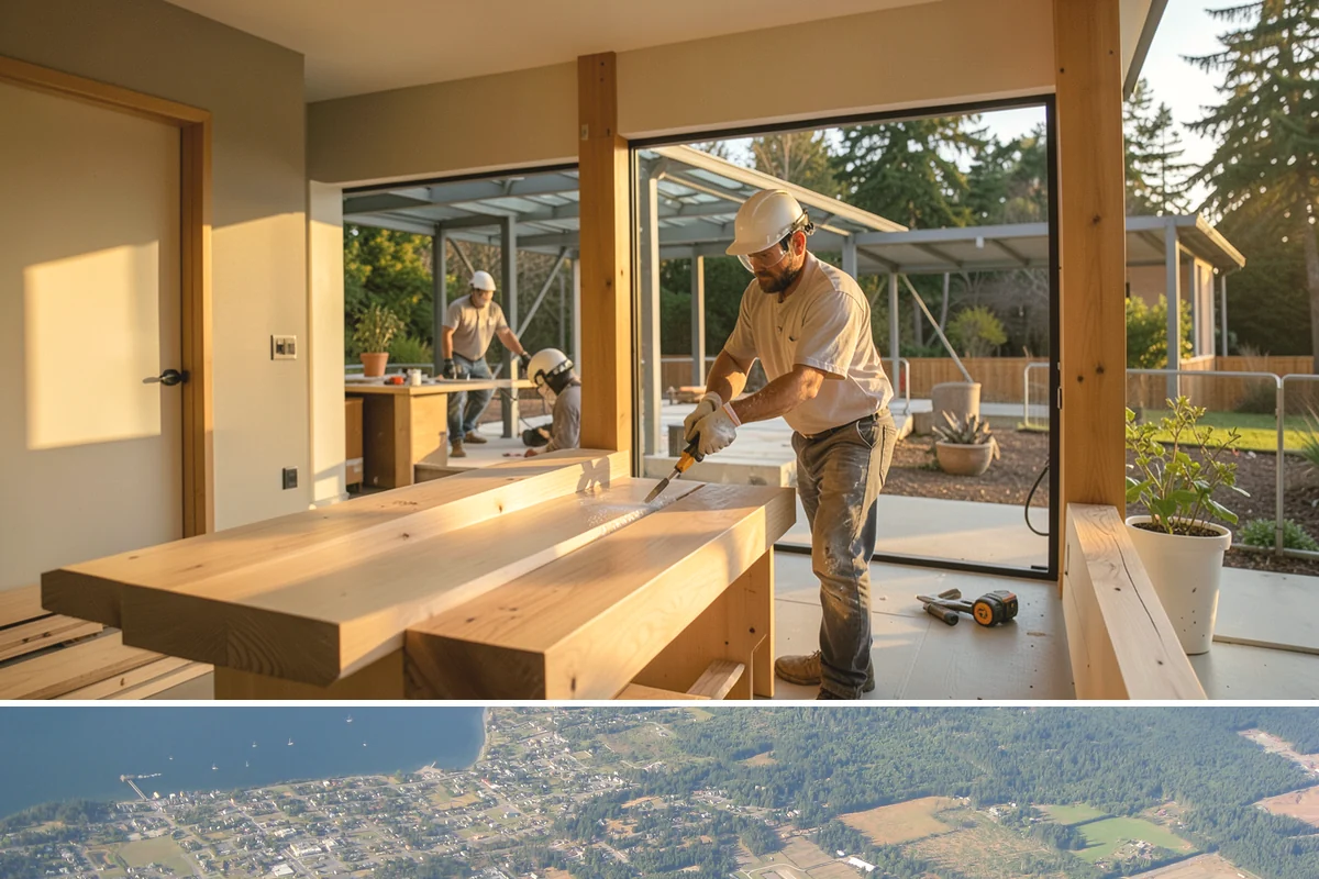 Garage ADU Conversion in Coupeville, Island County, WA - Garage conversions are largely interior work and can begin any season, making the rainy months a convenient time to start.