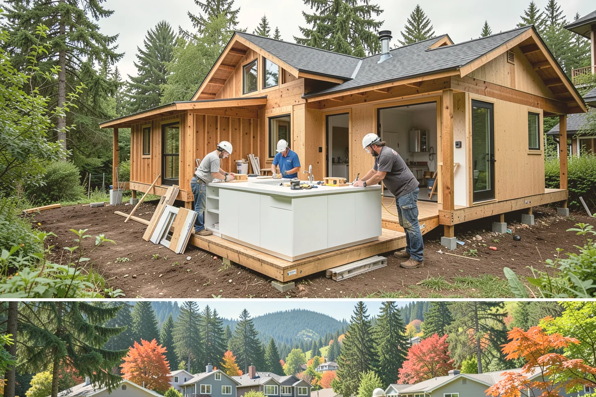 Garage ADU Conversion in Fircrest, Pierce County, WA - Garage conversions are largely interior work and can begin any season, making the rainy months a convenient time to start.