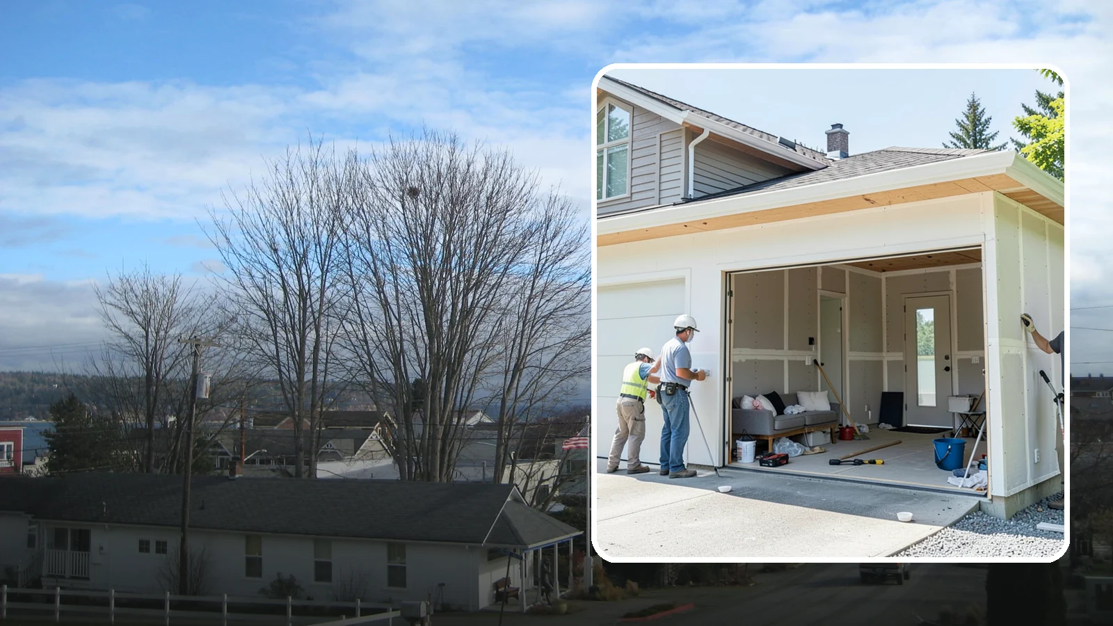 Garage Apartment Construction in Langley, Island County, WA - A garage apartment adds a full living unit above or beside a garage for guests, family, or rental income.
