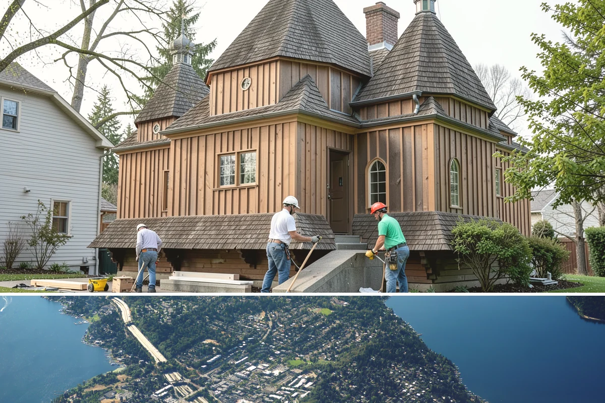 Garage Apartment Construction in Mercer Island, King County, WA - We prioritize framing and roofing the two-level structure during summer to keep it weather-tight before fall.