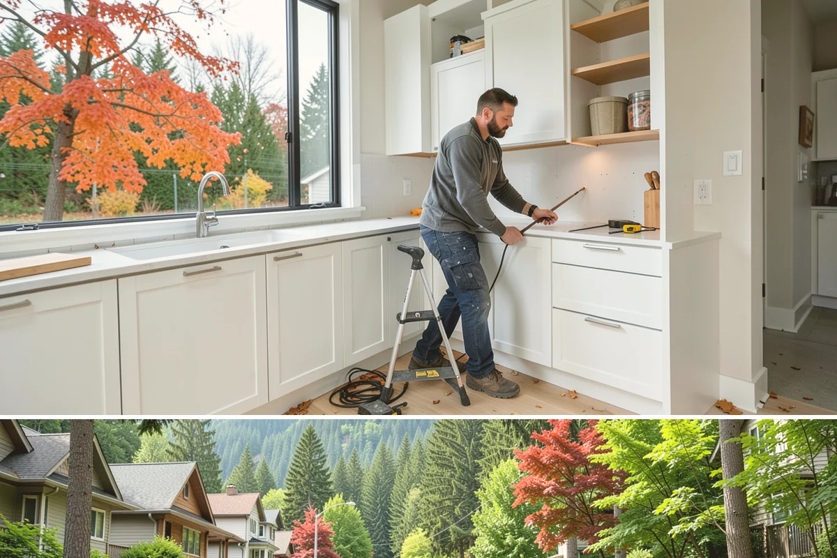 Garage Attic Storage in Darrington, Snohomish County, WA - Overhead storage work happens year-round indoors, with fall a common choice for stowing summer gear before the wet season arrives.