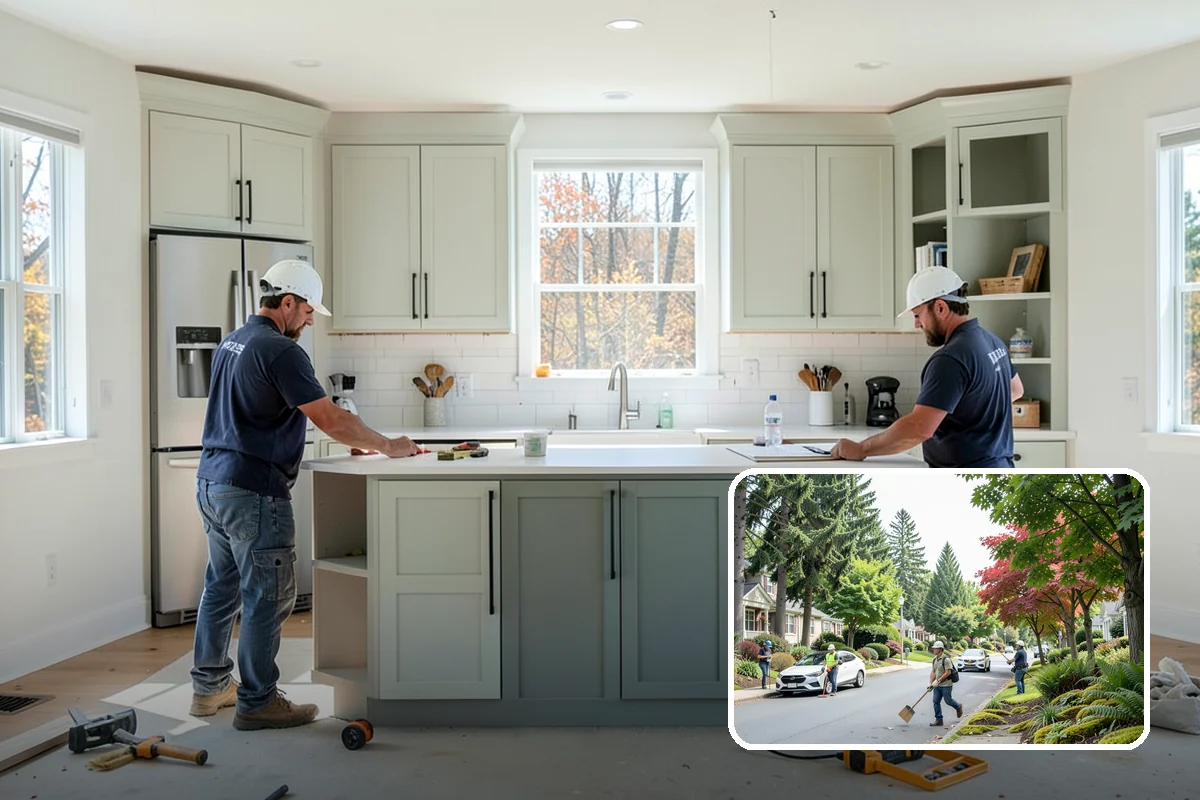Garage Cabinet Installation in Beaux Arts Village, King County, WA - Hides clutter behind clean doors