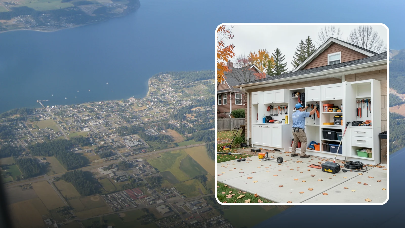 Garage Cabinet Installation in Coupeville, Island County, WA - Installing durable garage cabinets that enclose clutter and shield contents from dust and dampness.