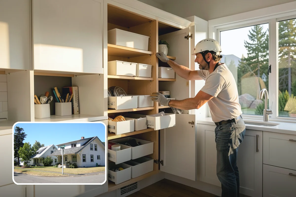 Garage Cabinet Installation in DuPont, Pierce County, WA - Hides clutter behind clean doors