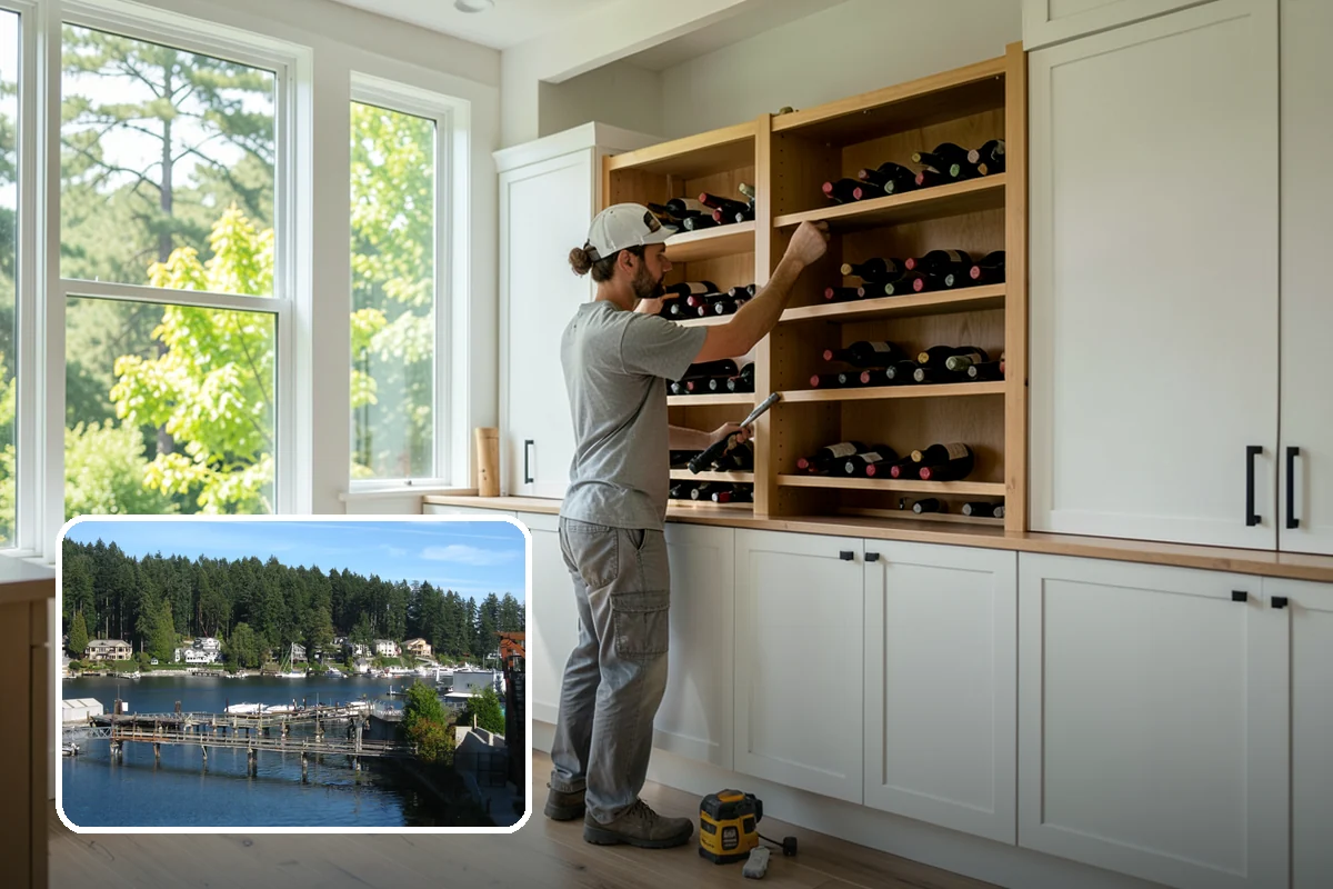 Garage Cabinet Installation in Gig Harbor, Pierce County, WA - Hides clutter behind clean doors