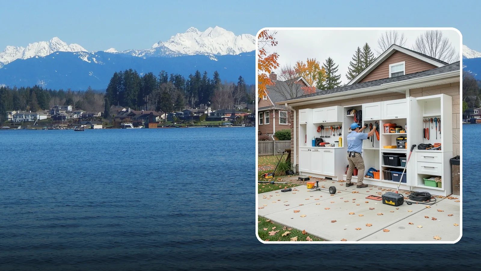 Garage Cabinet Installation in Lake Stevens, Snohomish County, WA - Installing durable garage cabinets that enclose clutter and shield contents from dust and dampness.