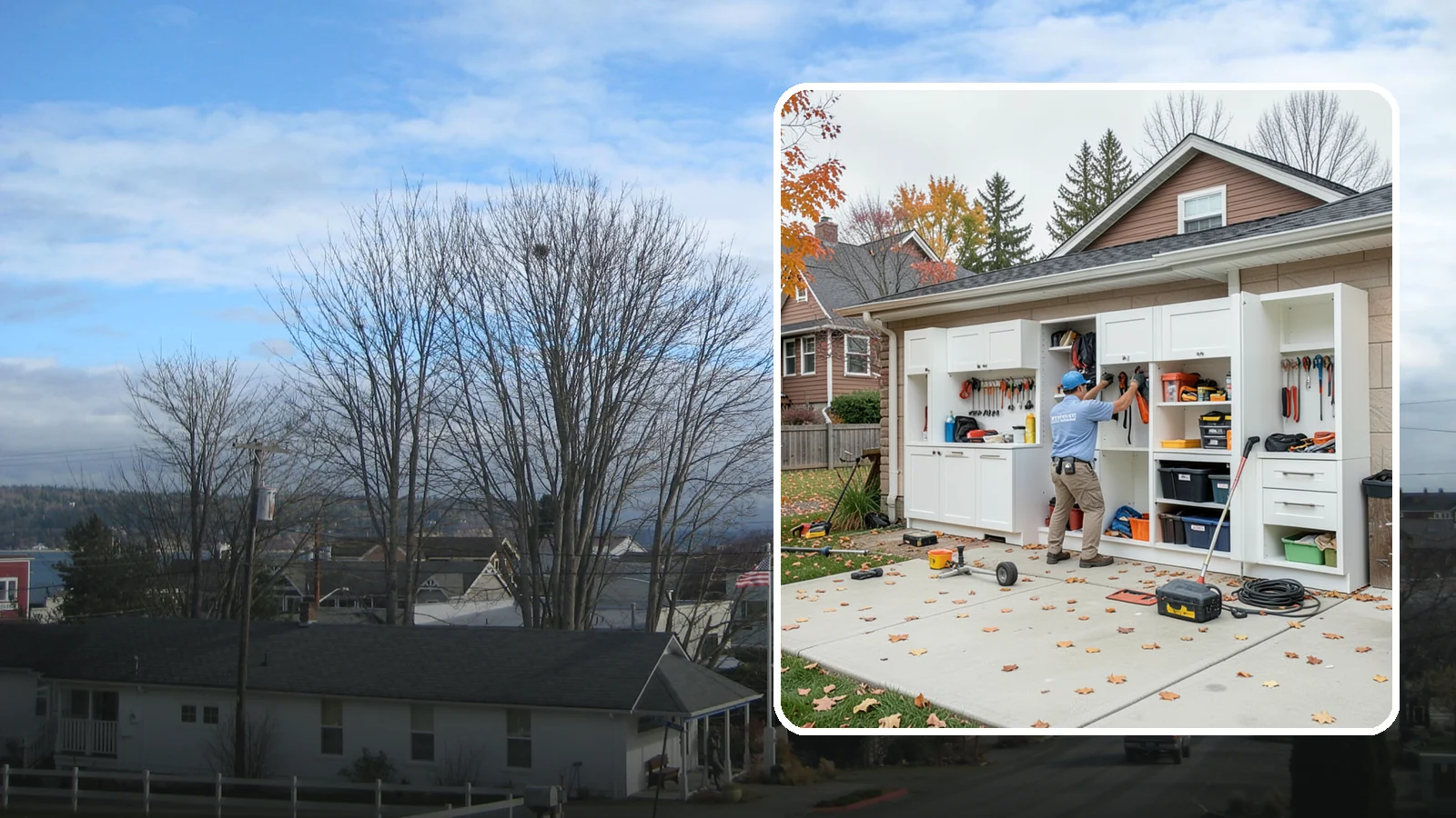 Garage Cabinet Installation in Langley, Island County, WA - Installing durable garage cabinets that enclose clutter and shield contents from dust and dampness.