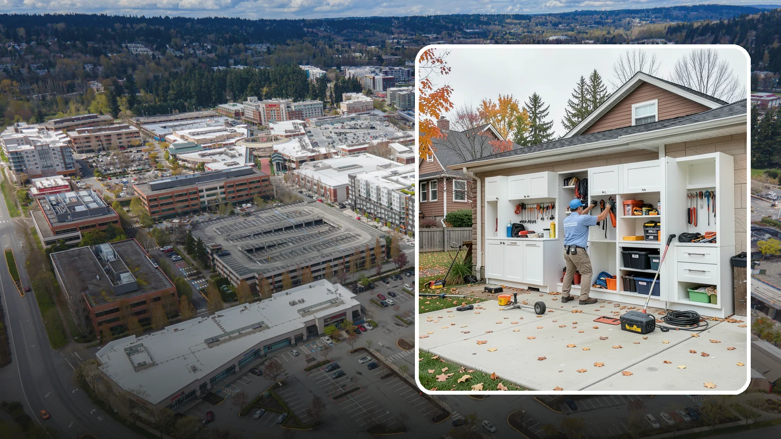 Garage Cabinet Installation in Redmond, King County, WA - Installing durable garage cabinets that enclose clutter and shield contents from dust and dampness.