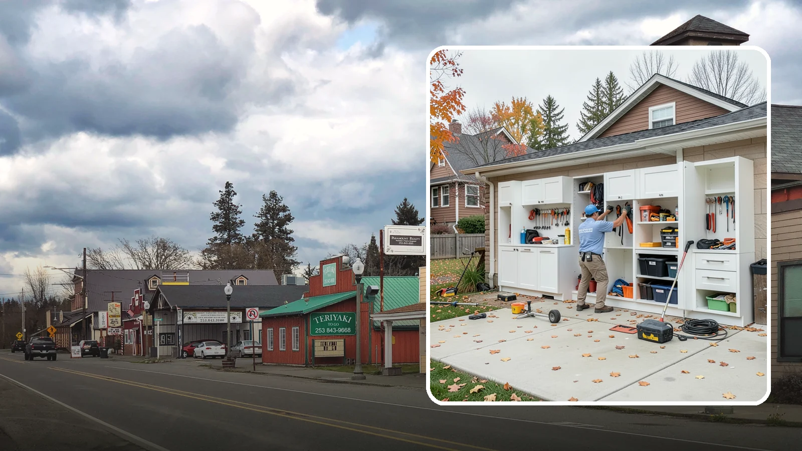 Garage Cabinet Installation in Roy, Pierce County, WA - Installing durable garage cabinets that enclose clutter and shield contents from dust and dampness.
