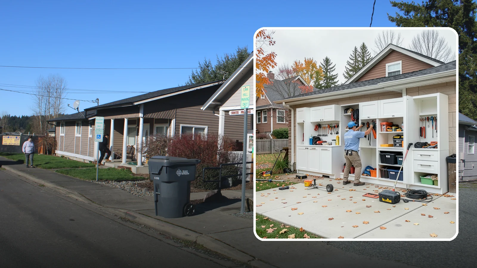 Garage Cabinet Installation in South Prairie, Pierce County, WA - Installing durable garage cabinets that enclose clutter and shield contents from dust and dampness.