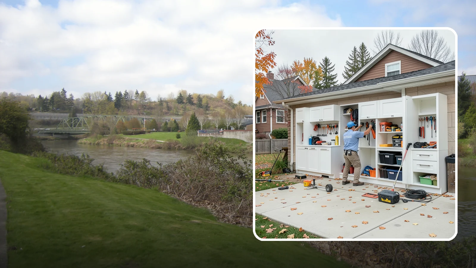 Garage Cabinet Installation in Tukwila, King County, WA - Installing durable garage cabinets that enclose clutter and shield contents from dust and dampness.