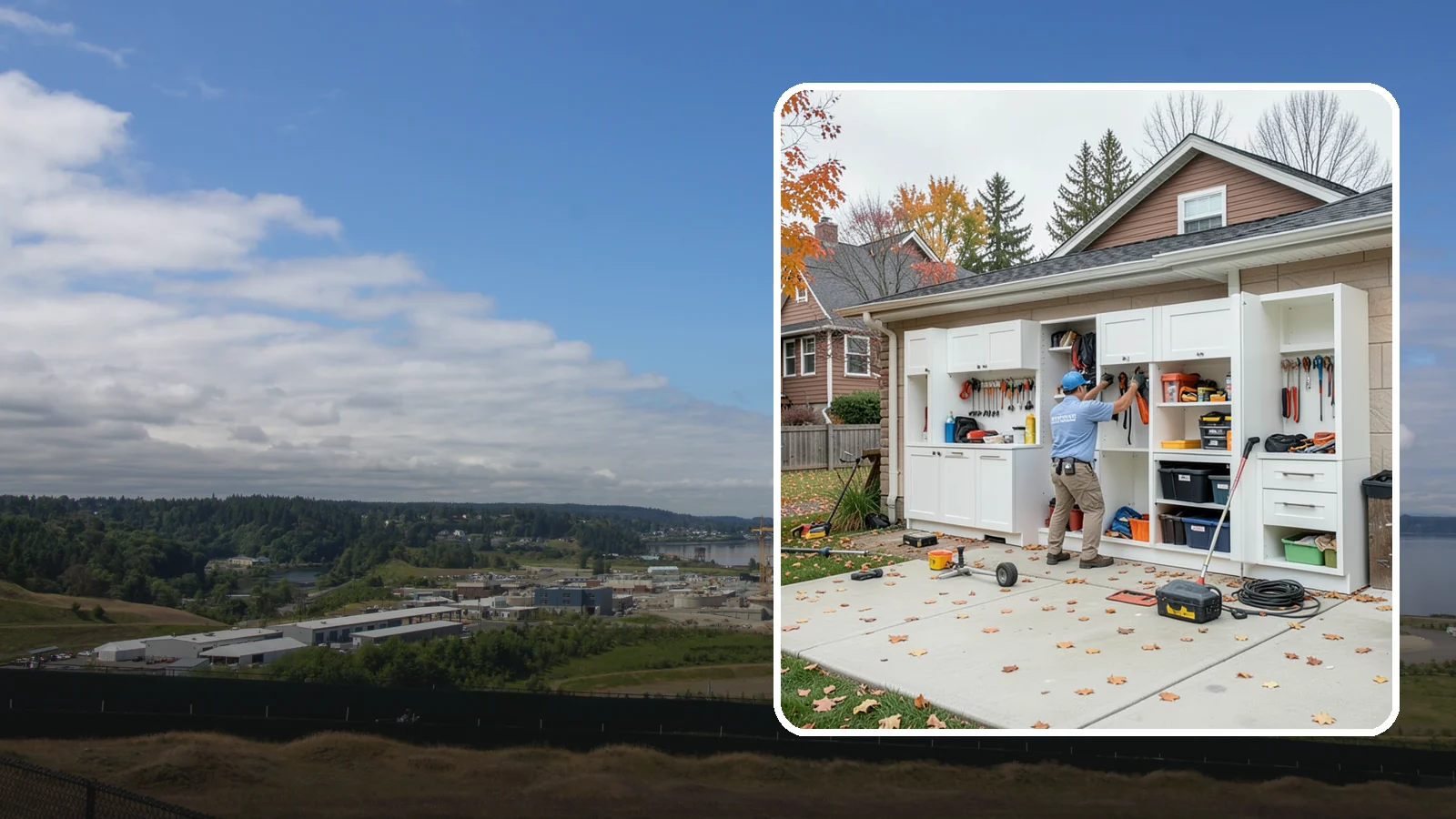 Garage Cabinet Installation in University Place, Pierce County, WA - Installing durable garage cabinets that enclose clutter and shield contents from dust and dampness.