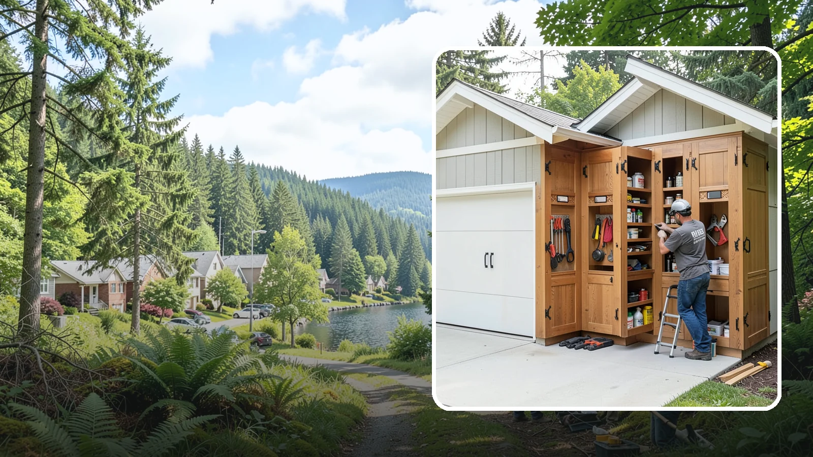 Garage Cabinetry in Lake Forest Park, King County, WA - Installing rugged garage cabinetry that keeps tools, gear, and supplies organized and off the floor.