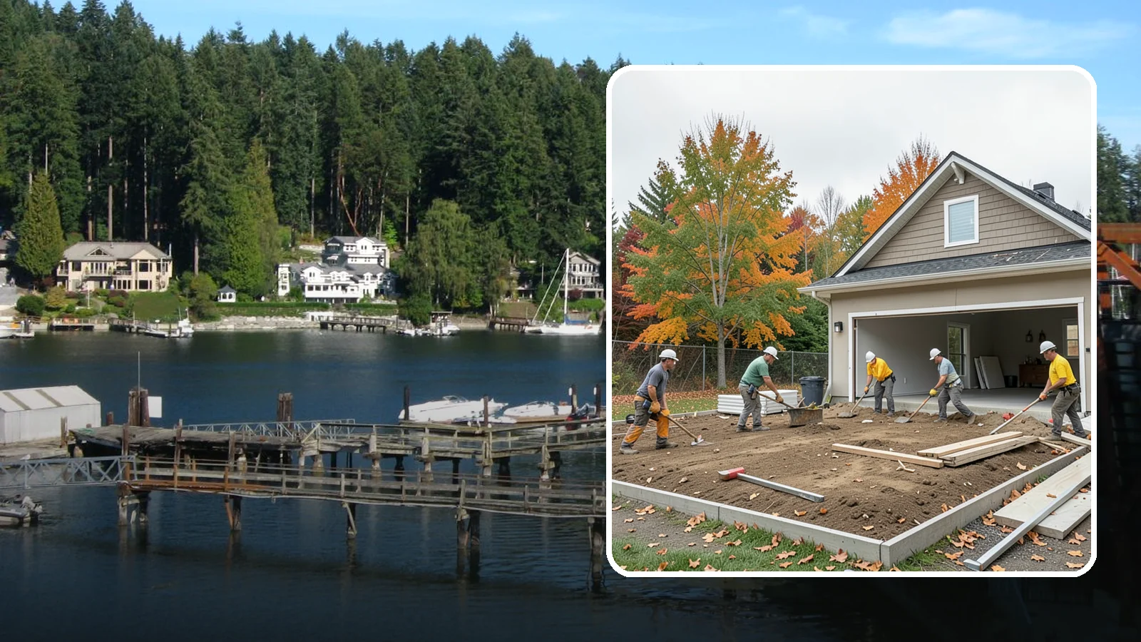 Garage Demolition in Gig Harbor, Pierce County, WA - We demolish attached and detached garages and clear the pad for a rebuild, addition, or open yard.