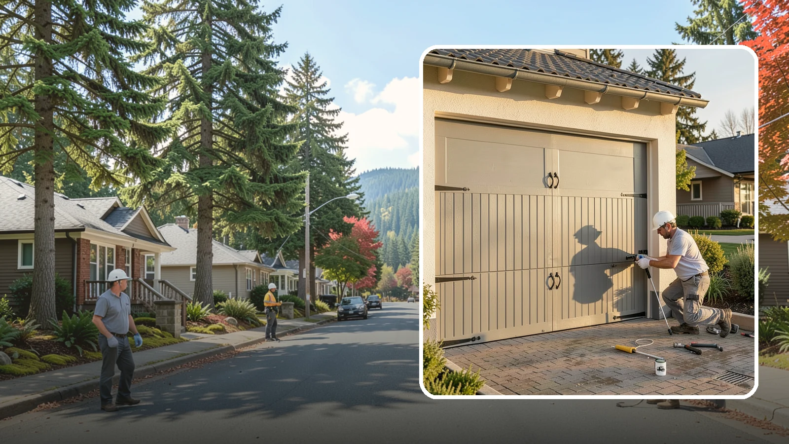 Garage Door Installation in Hunts Point, King County, WA - Installing a new garage door with proper track, spring, and opener setup for smooth, safe daily operation.