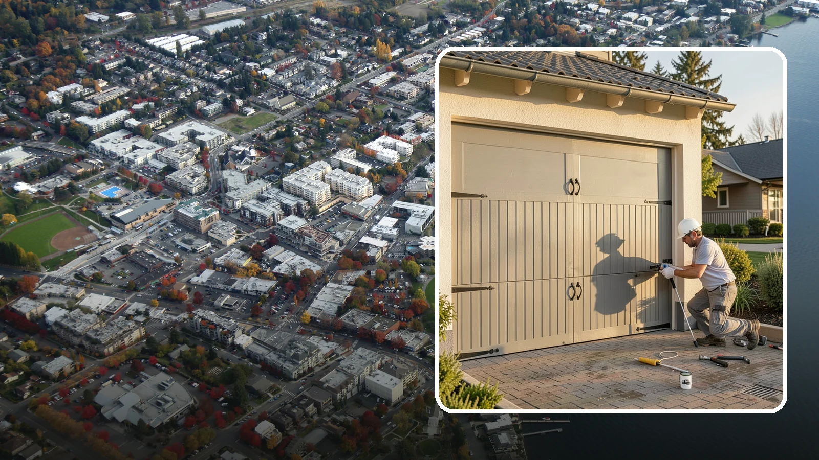 Garage Door Installation in Kirkland, King County, WA - Installing a new garage door with proper track, spring, and opener setup for smooth, safe daily operation.