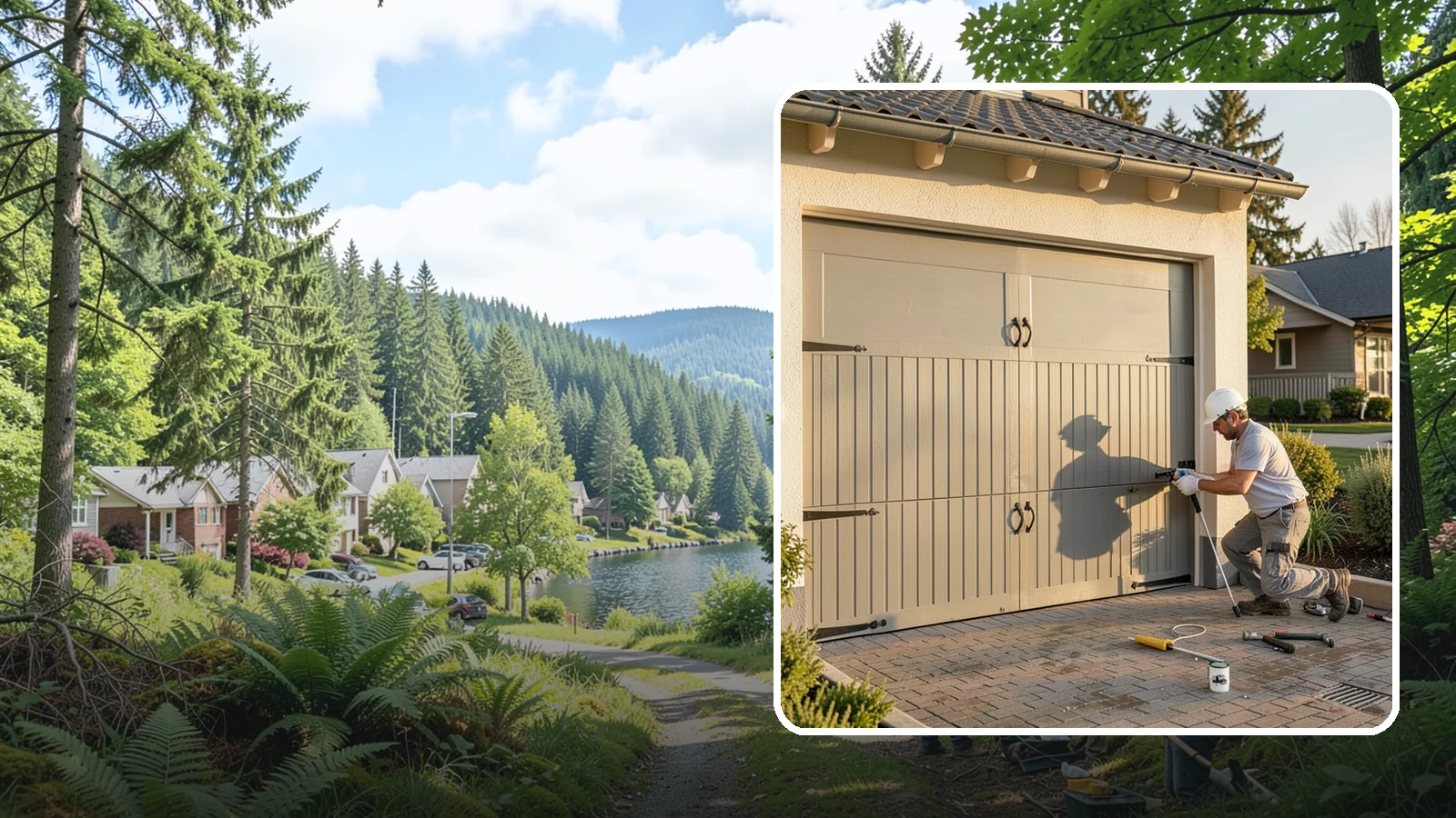 Garage Door Installation in Lake Forest Park, King County, WA - Installing a new garage door with proper track, spring, and opener setup for smooth, safe daily operation.