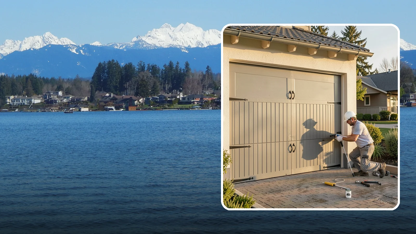 Garage Door Installation in Lake Stevens, Snohomish County, WA - Installing a new garage door with proper track, spring, and opener setup for smooth, safe daily operation.