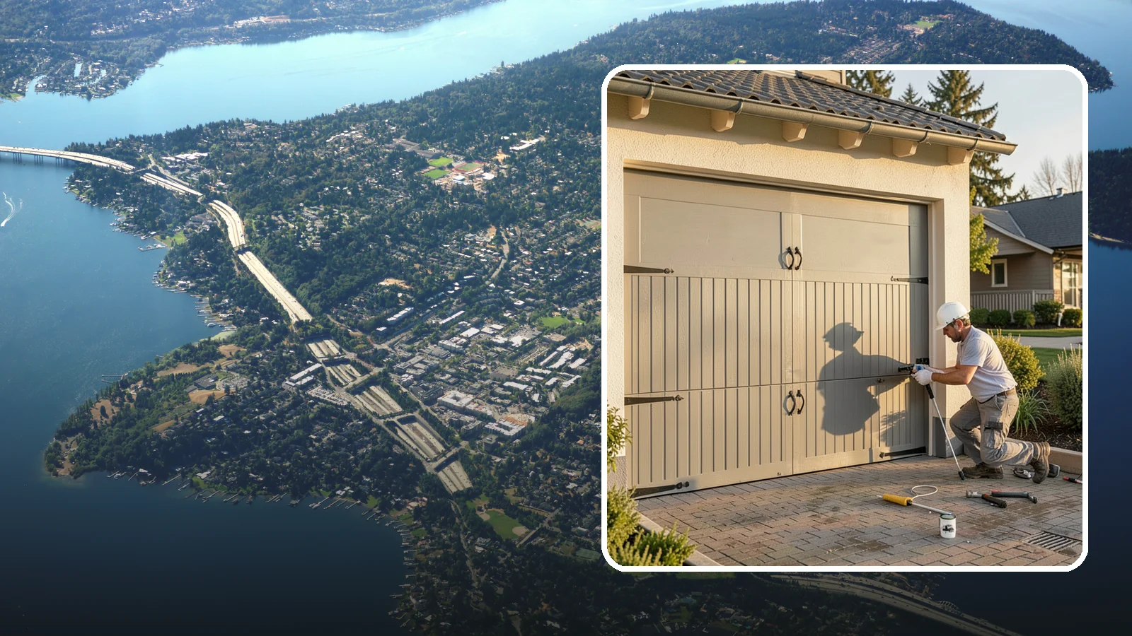 Garage Door Installation in Mercer Island, King County, WA - Installing a new garage door with proper track, spring, and opener setup for smooth, safe daily operation.