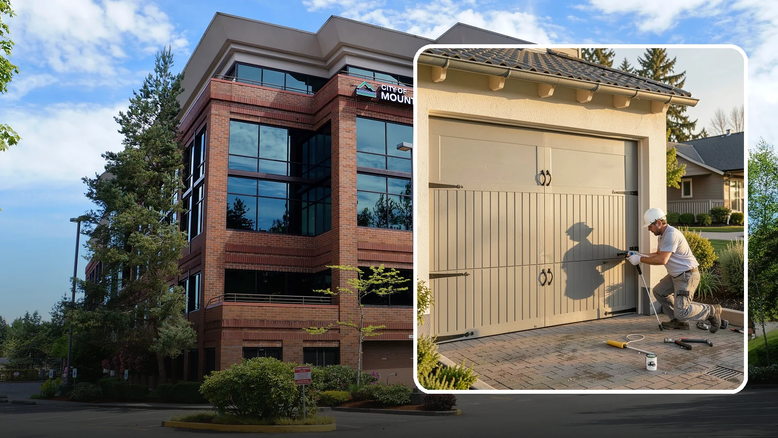 Garage Door Installation in Mountlake Terrace, Snohomish County, WA - Installing a new garage door with proper track, spring, and opener setup for smooth, safe daily operation.
