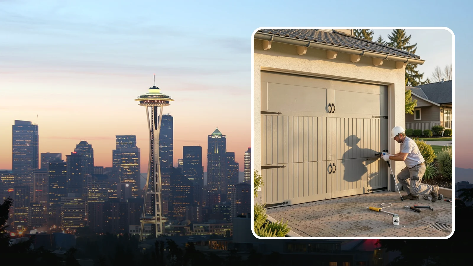 Garage Door Installation in Seattle, King County, WA - Installing a new garage door with proper track, spring, and opener setup for smooth, safe daily operation.