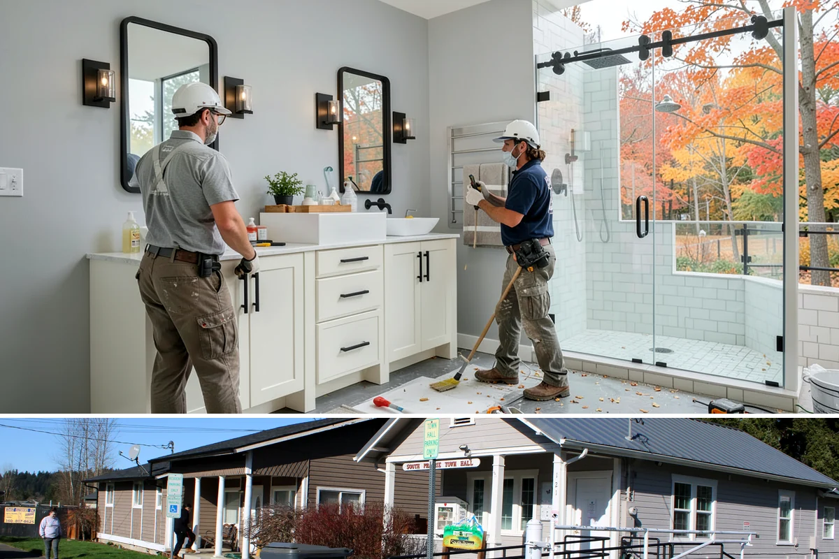 Garage Door Installation in South Prairie, Pierce County, WA - Garage doors can be installed year-round, though fall installation seals out drafts before winter sets in.