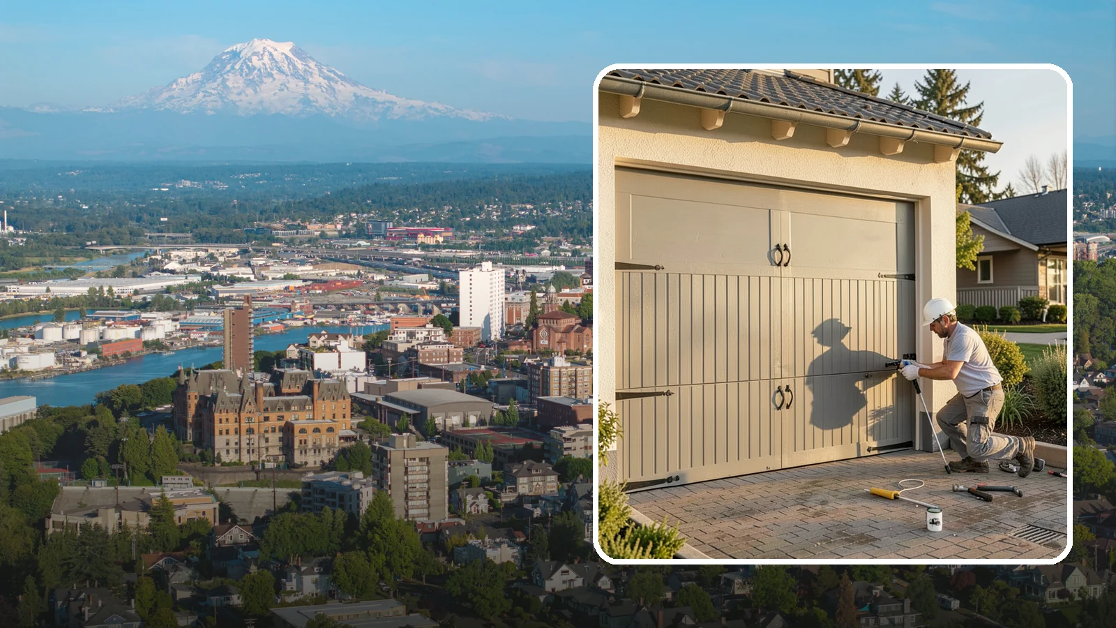 Garage Door Installation in Tacoma, Pierce County, WA - Installing a new garage door with proper track, spring, and opener setup for smooth, safe daily operation.