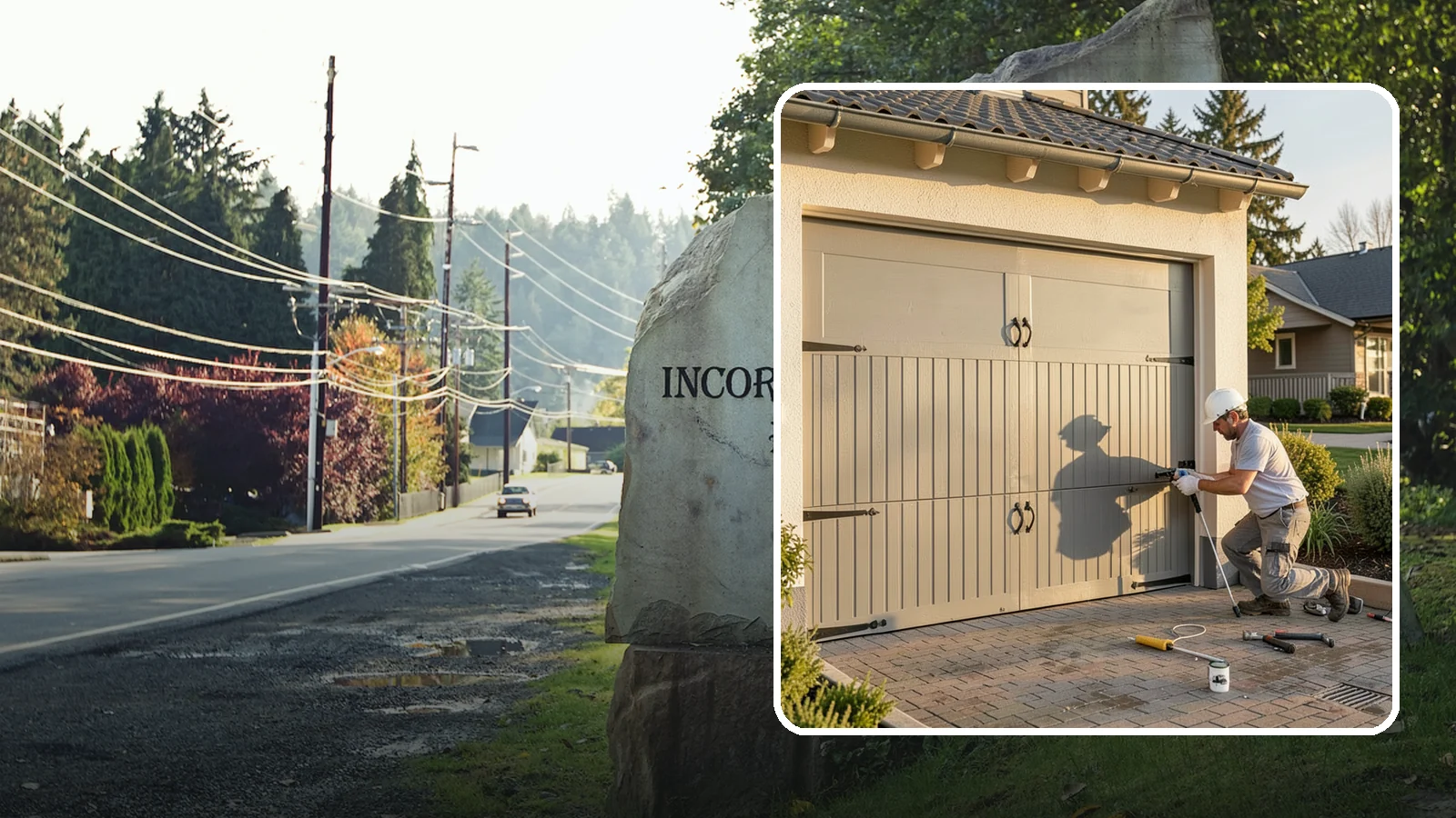 Garage Door Installation in Wilkeson, Pierce County, WA - Installing a new garage door with proper track, spring, and opener setup for smooth, safe daily operation.