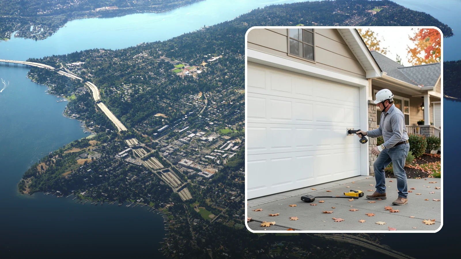 Garage Door Opener Installation in Mercer Island, King County, WA - Installing a reliable, quiet garage door opener with modern safety sensors and smart-home connectivity.