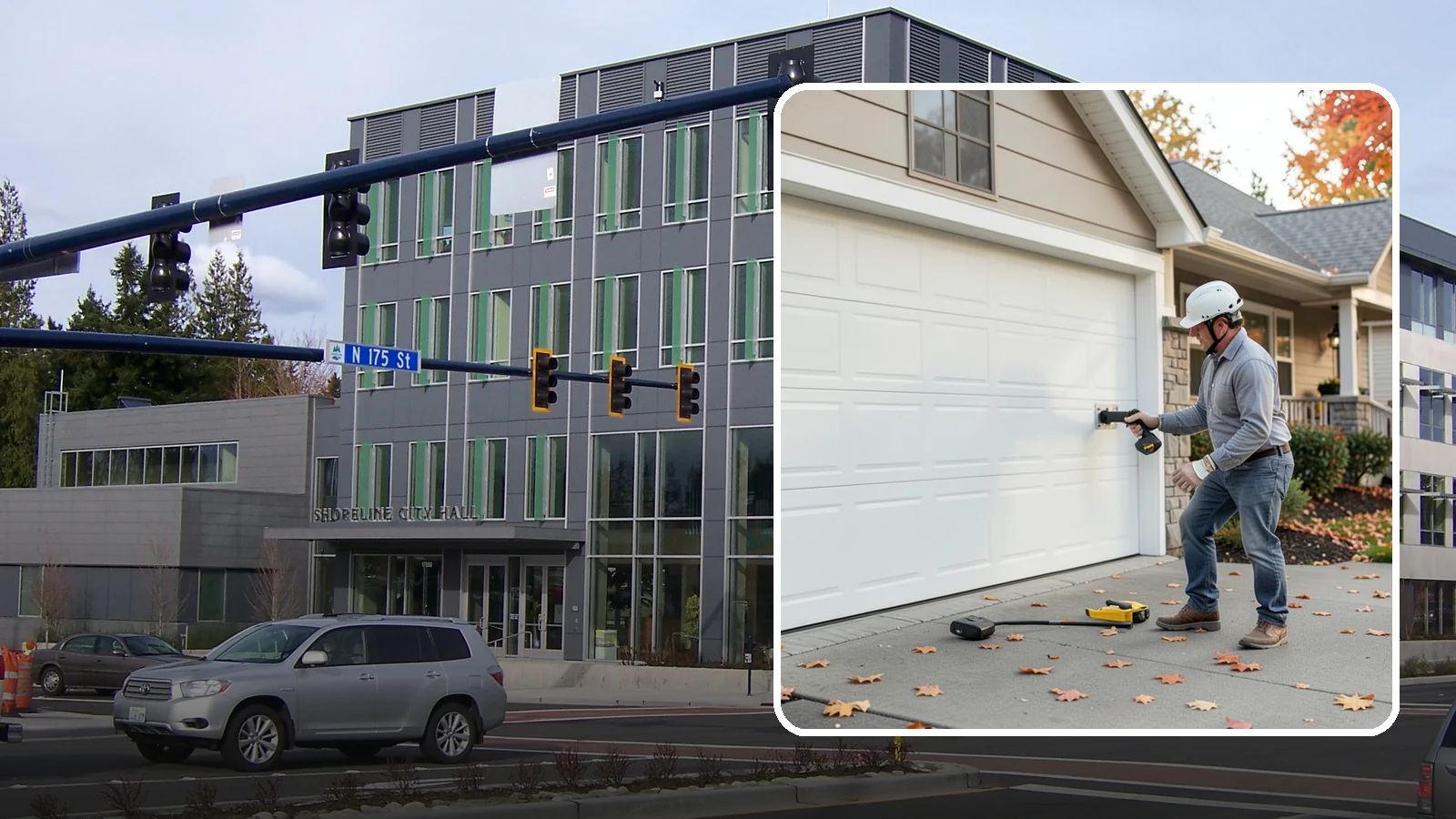 Garage Door Opener Installation in Shoreline, King County, WA - Installing a reliable, quiet garage door opener with modern safety sensors and smart-home connectivity.