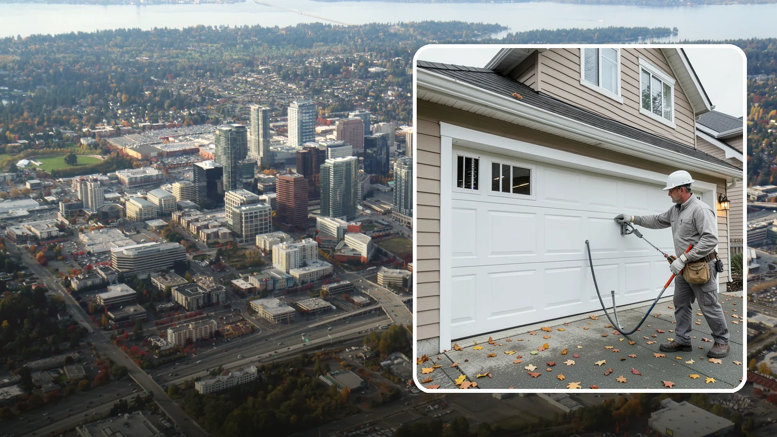 Garage Door Repair in Bellevue, King County, WA - Diagnosing and fixing broken springs, cables, rollers, tracks, and openers to restore safe garage door operation.