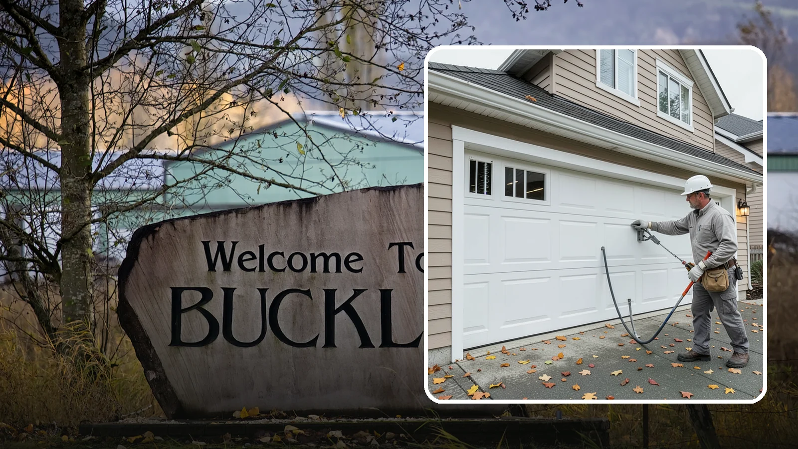 Garage Door Repair in Buckley, Pierce County, WA - Diagnosing and fixing broken springs, cables, rollers, tracks, and openers to restore safe garage door operation.
