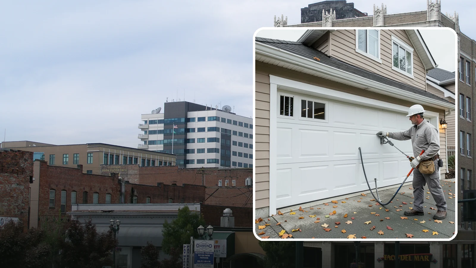 Garage Door Repair in Everett, Snohomish County, WA - Diagnosing and fixing broken springs, cables, rollers, tracks, and openers to restore safe garage door operation.