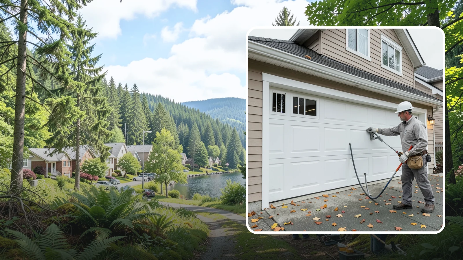 Garage Door Repair in Lake Forest Park, King County, WA - Diagnosing and fixing broken springs, cables, rollers, tracks, and openers to restore safe garage door operation.