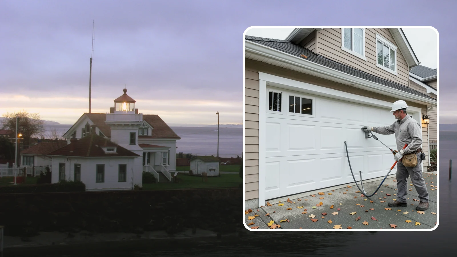 Garage Door Repair in Mukilteo, Snohomish County, WA - Diagnosing and fixing broken springs, cables, rollers, tracks, and openers to restore safe garage door operation.
