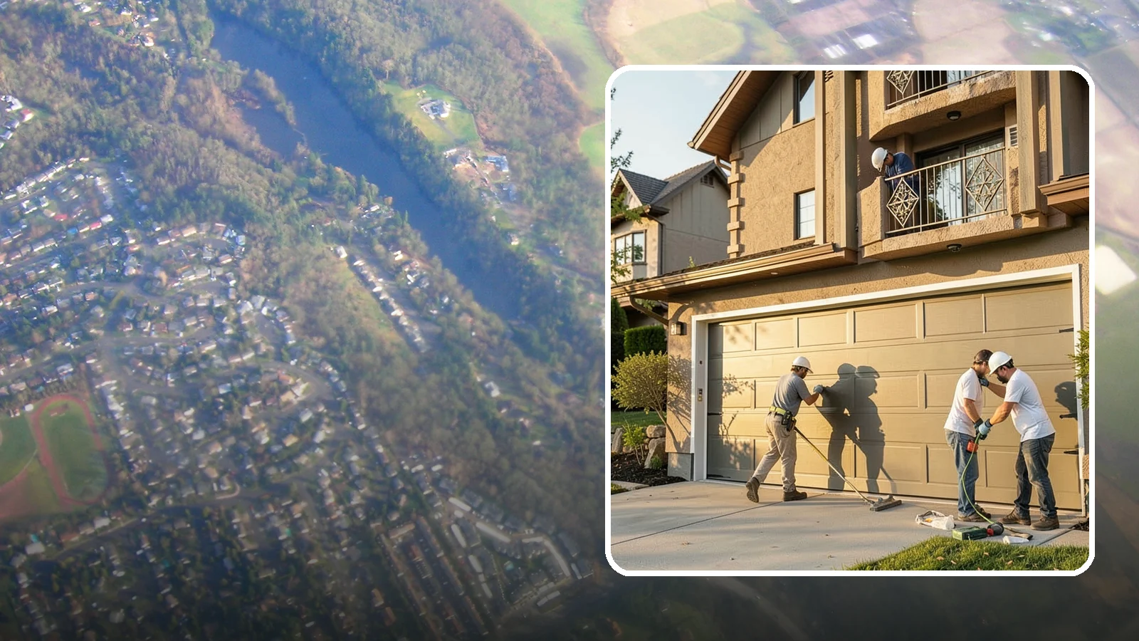Garage Door Replacement in Algona, King County, WA - Removing an old or damaged garage door and replacing it with a modern, efficient, better-sealed unit.