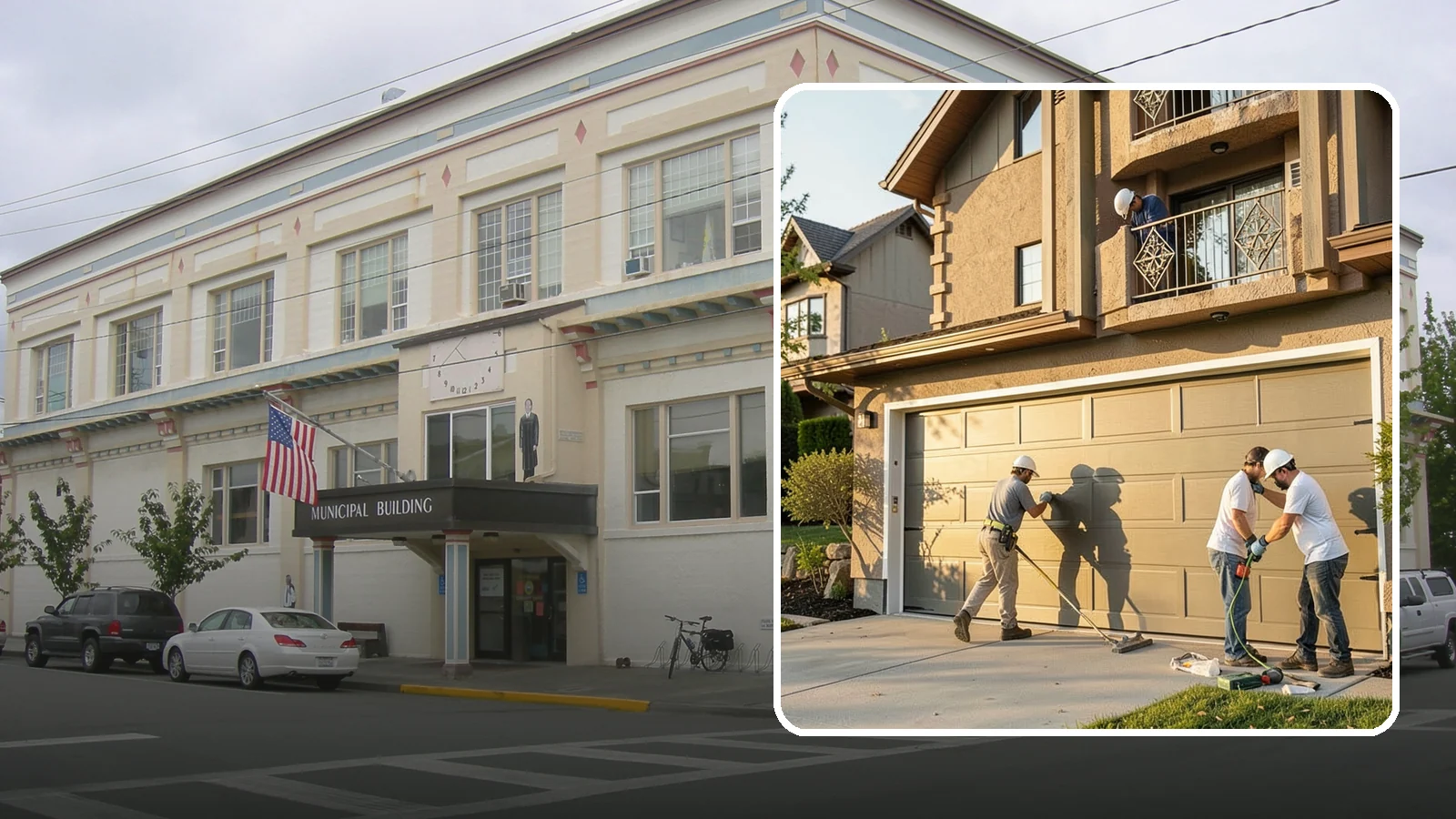 Garage Door Replacement in Anacortes, Skagit County, WA - Removing an old or damaged garage door and replacing it with a modern, efficient, better-sealed unit.