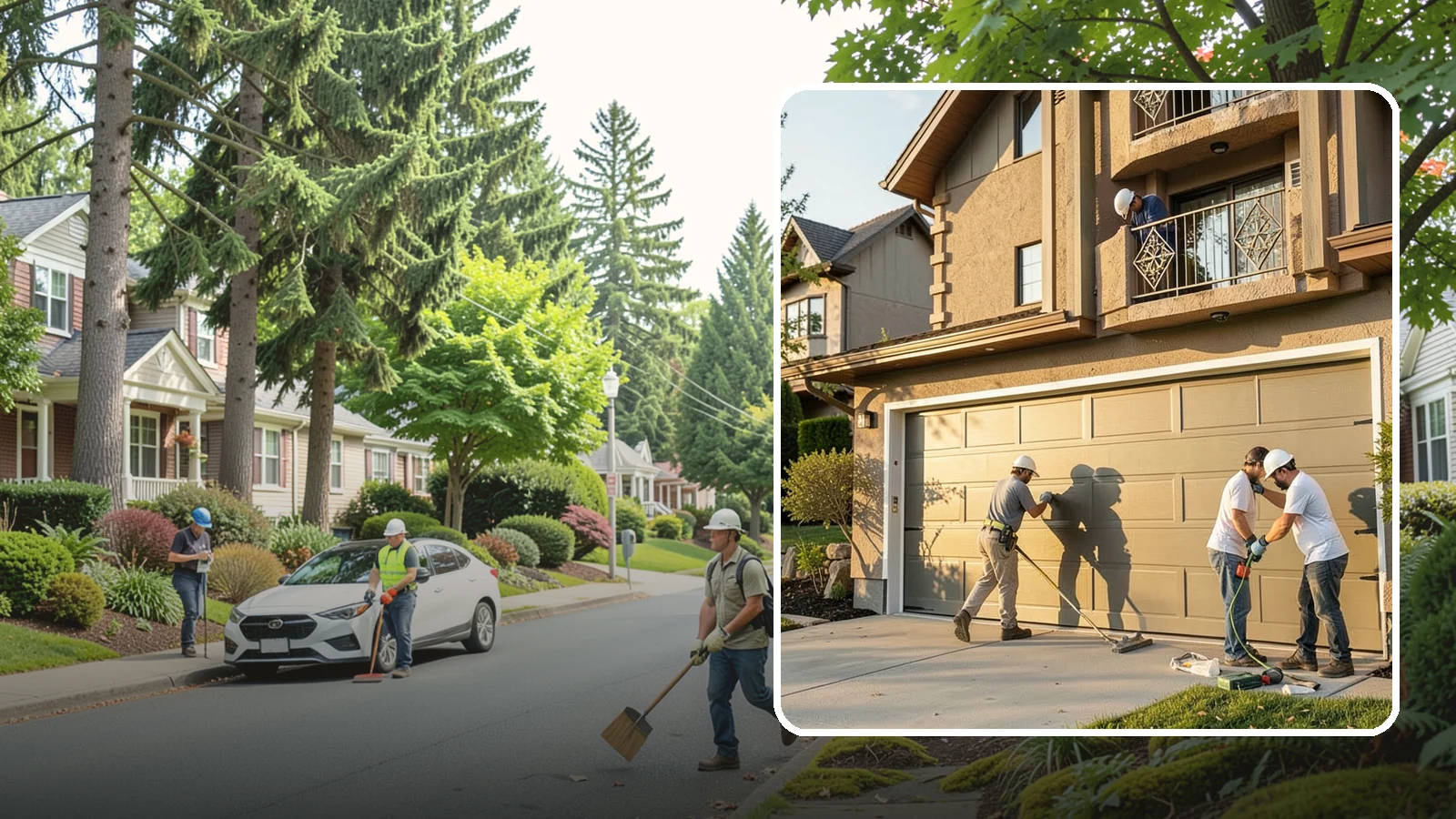 Garage Door Replacement in Beaux Arts Village, King County, WA - Removing an old or damaged garage door and replacing it with a modern, efficient, better-sealed unit.