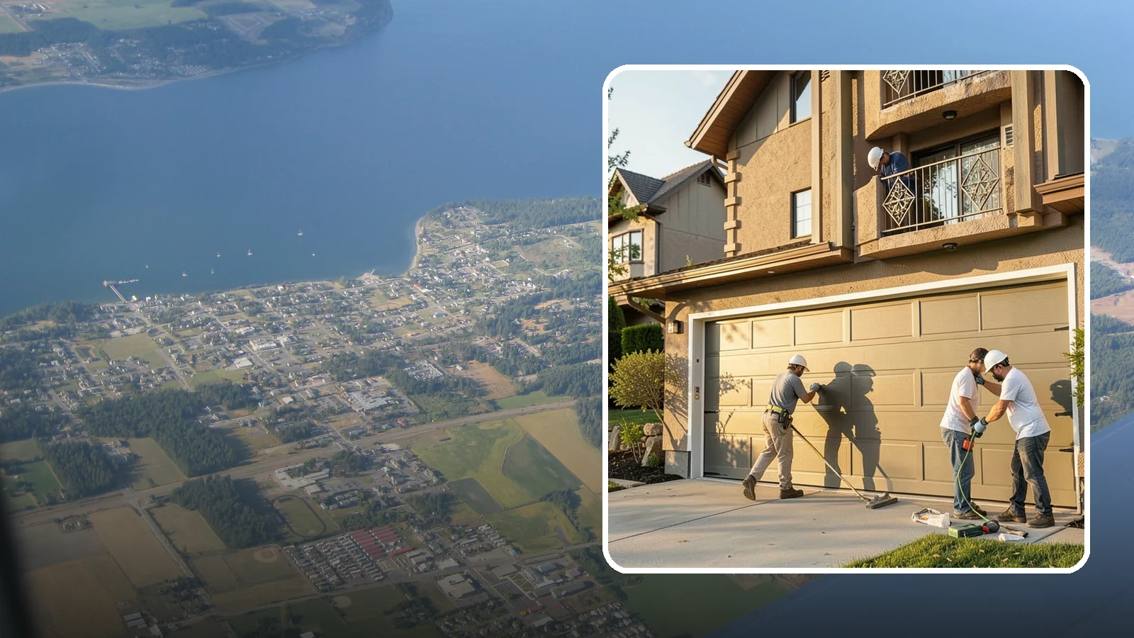 Garage Door Replacement in Coupeville, Island County, WA - Removing an old or damaged garage door and replacing it with a modern, efficient, better-sealed unit.