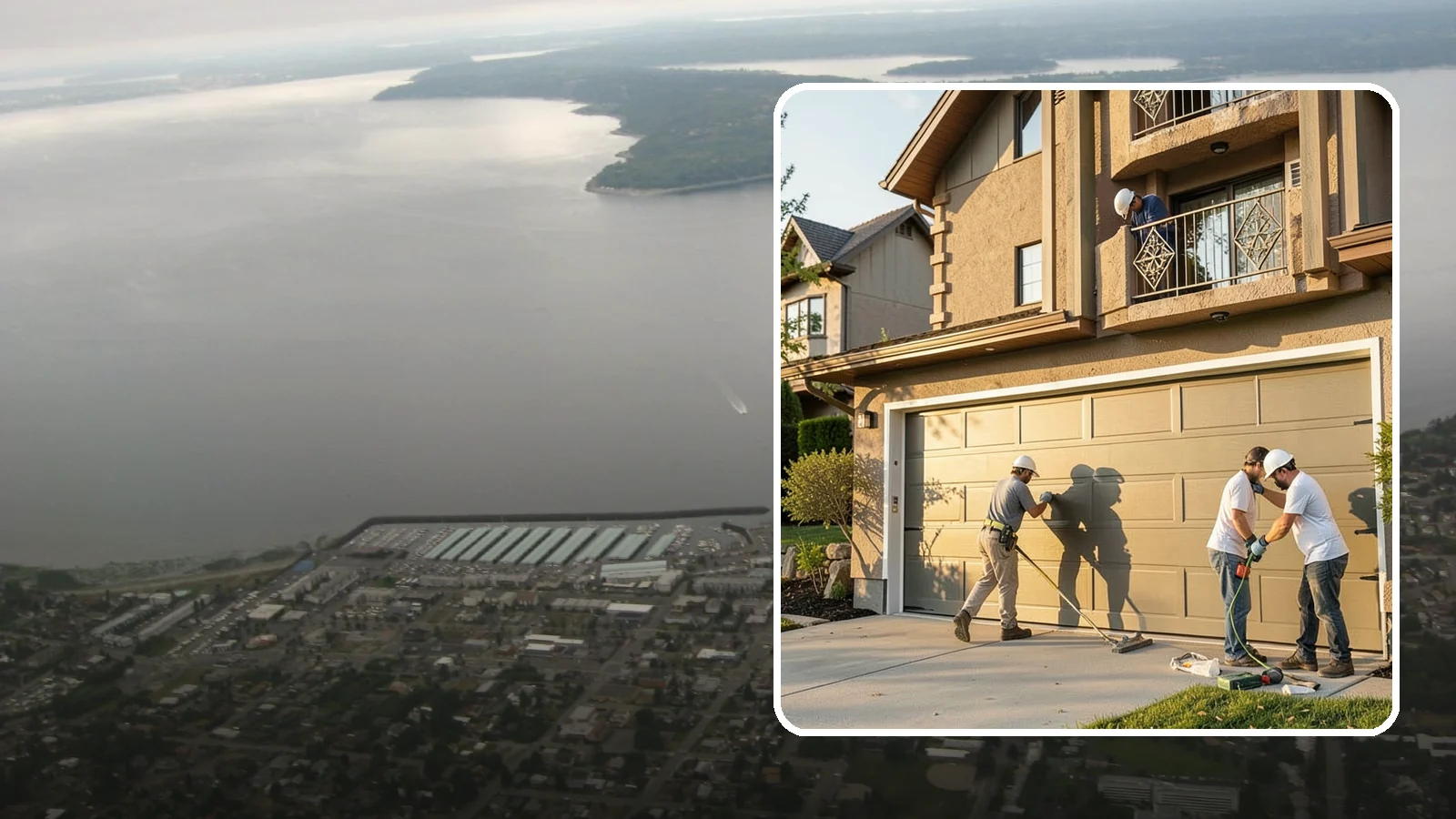 Garage Door Replacement in Des Moines, King County, WA - Removing an old or damaged garage door and replacing it with a modern, efficient, better-sealed unit.