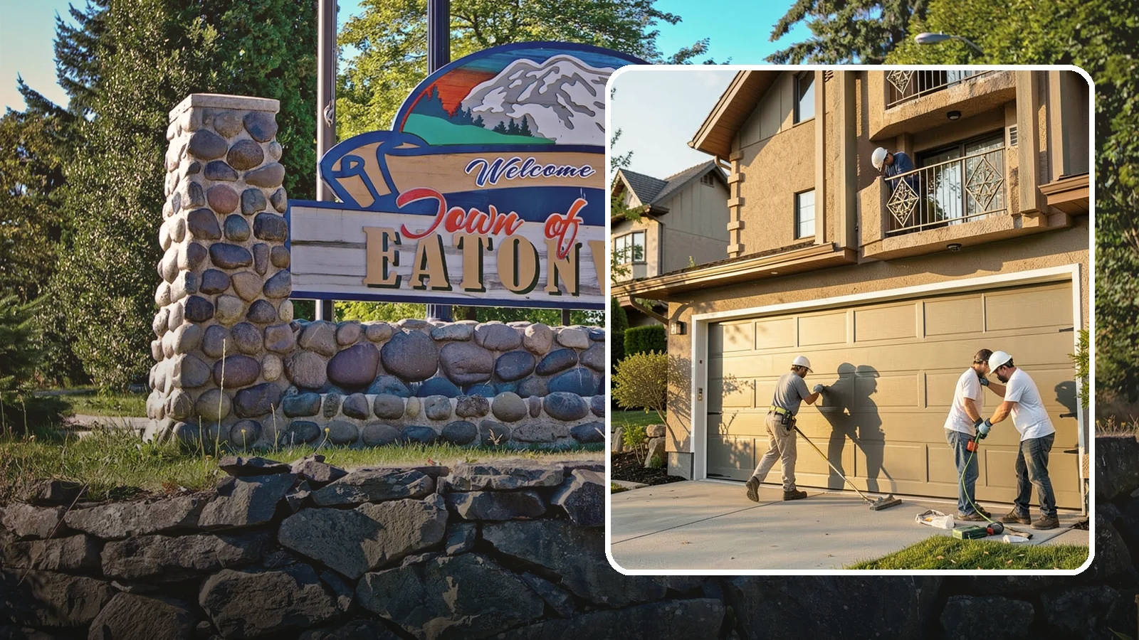 Garage Door Replacement in Eatonville, Pierce County, WA - Removing an old or damaged garage door and replacing it with a modern, efficient, better-sealed unit.