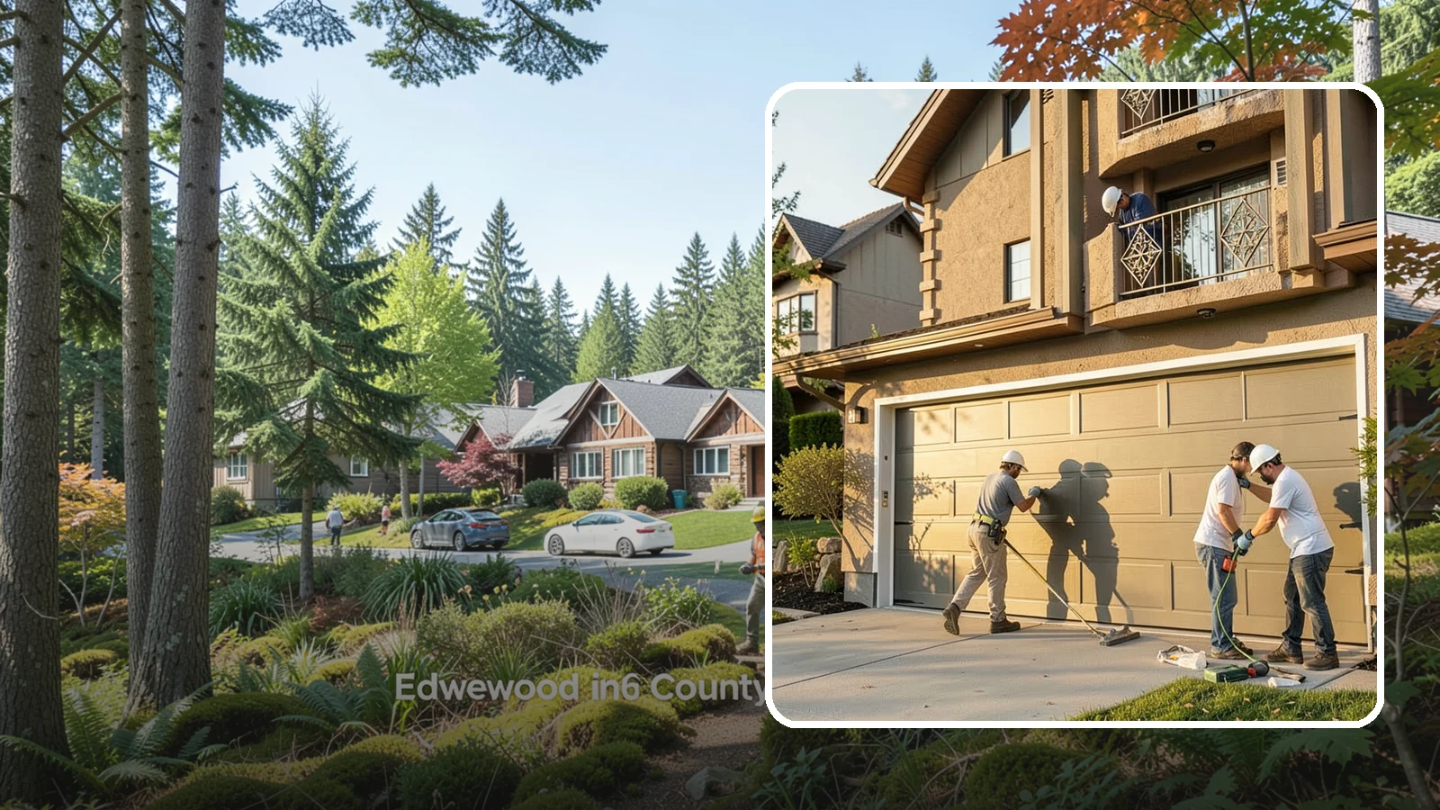 Garage Door Replacement in Edgewood, Pierce County, WA - Removing an old or damaged garage door and replacing it with a modern, efficient, better-sealed unit.