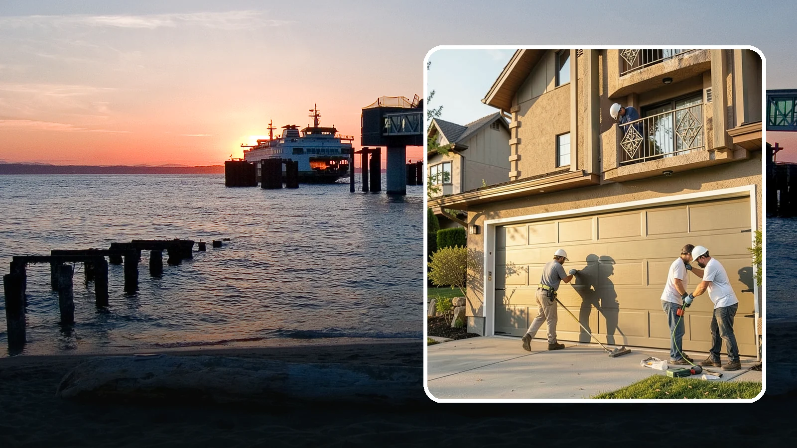 Garage Door Replacement in Edmonds, Snohomish County, WA - Removing an old or damaged garage door and replacing it with a modern, efficient, better-sealed unit.