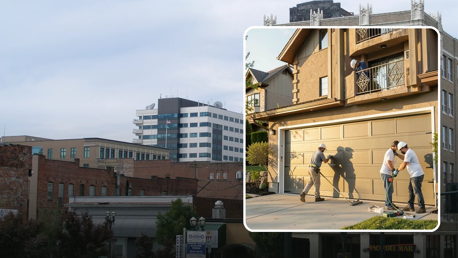 Garage Door Replacement in Everett, Snohomish County, WA - Removing an old or damaged garage door and replacing it with a modern, efficient, better-sealed unit.