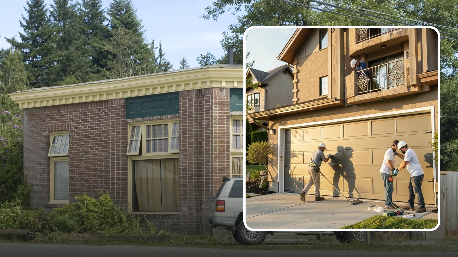 Garage Door Replacement in Hamilton, Skagit County, WA - Removing an old or damaged garage door and replacing it with a modern, efficient, better-sealed unit.